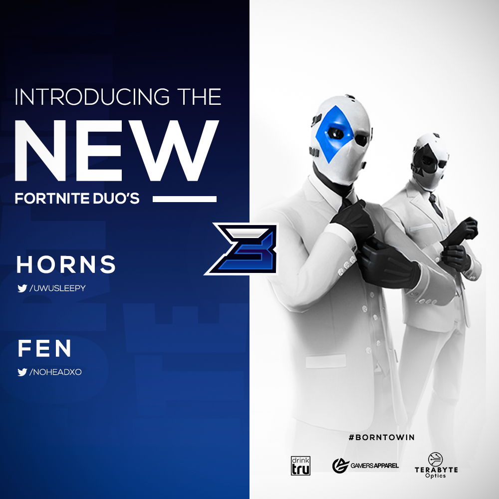 borngg's tweet photo. We are excited to announce our new @FortniteGame duo team! 🔥

Please welcome... 👇
🇺🇸 @uwusleepy 
🇺🇸 @noheadxo 

Welcome to the #BornFamily. 😎

#BornToWin https://t.co/dOK7Kwbhwz