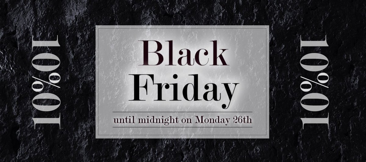 Black Friday 🖤
10% off ALL collections online now! 
bit.ly/2GqXpcE