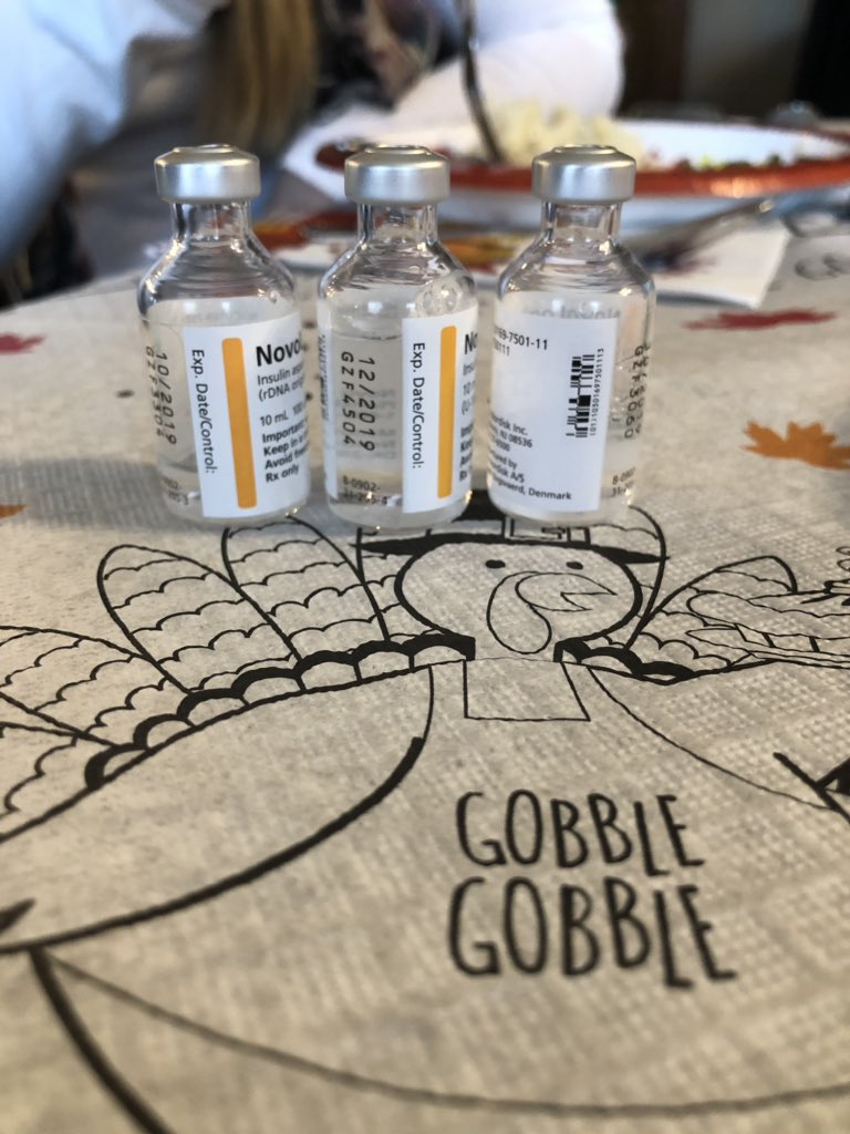 Baker3Shelby's tweet photo. You know itβs Thanksgiving when you gotta have 3 vials of insulin #type1probs #carbload https://t.co/Ro4IH04kz4