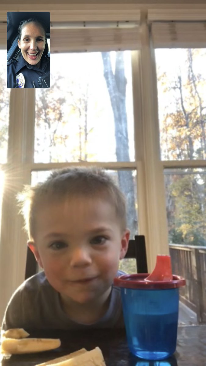Facetime for work Thanksgiving. When your nephew realizes for the first time you are actually a cop. 😂😂