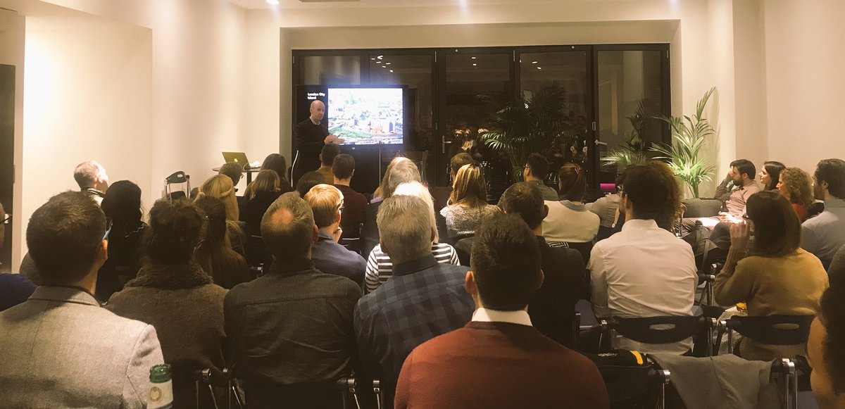 Birm_Arch's tweet photo. Daniel Mulligan, #Birmingham Studio Director of @Glenn_Howells showcasing their work on the  #London City Island at tonight’s #Brickworks. https://t.co/yZPUe2lfbZ