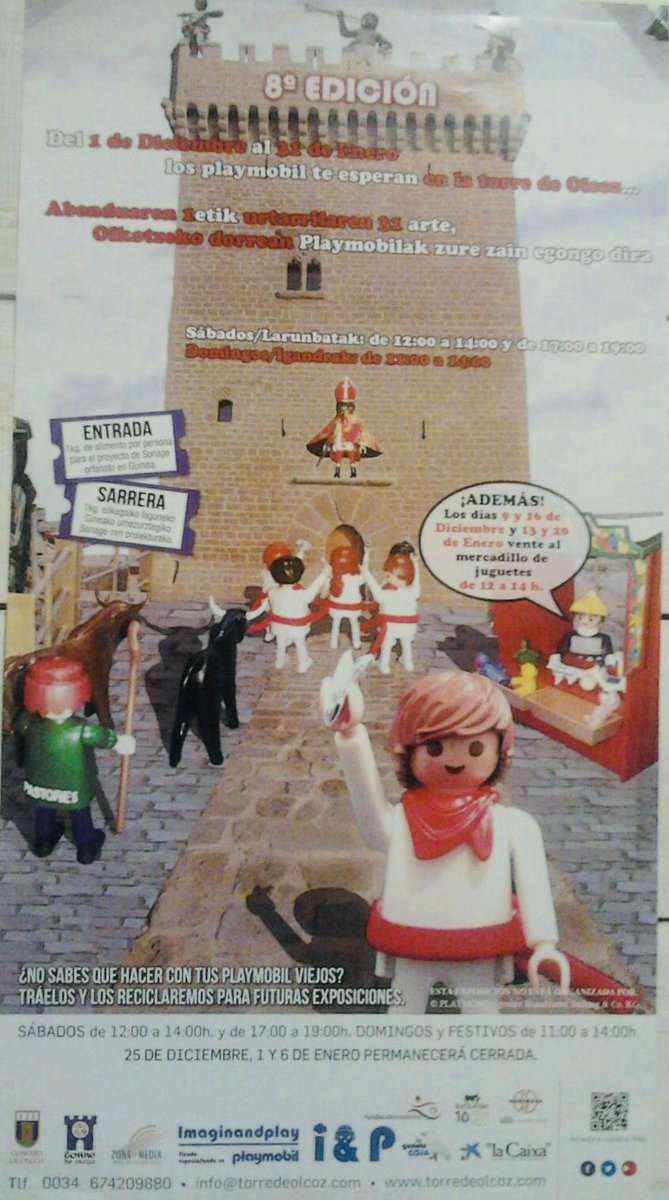 RodrigoDeUriz's tweet photo. Asalto a nuestra Torre medieval del #ReynoDeNabarra #TorreDeOlkotz por tropas de #Playmobil ! ⚔️🏰

📆1Dic-31Ene
🕐Sábados 12-14h, 17-19h
      Dom+Fest 11-14h
🔒25 Dic, 1 y 6 Ene

Colabora llevando 1kg de comida para el proyecto de #Sonage , orfanato de Guinea. https://t.co/yM296hFgT2