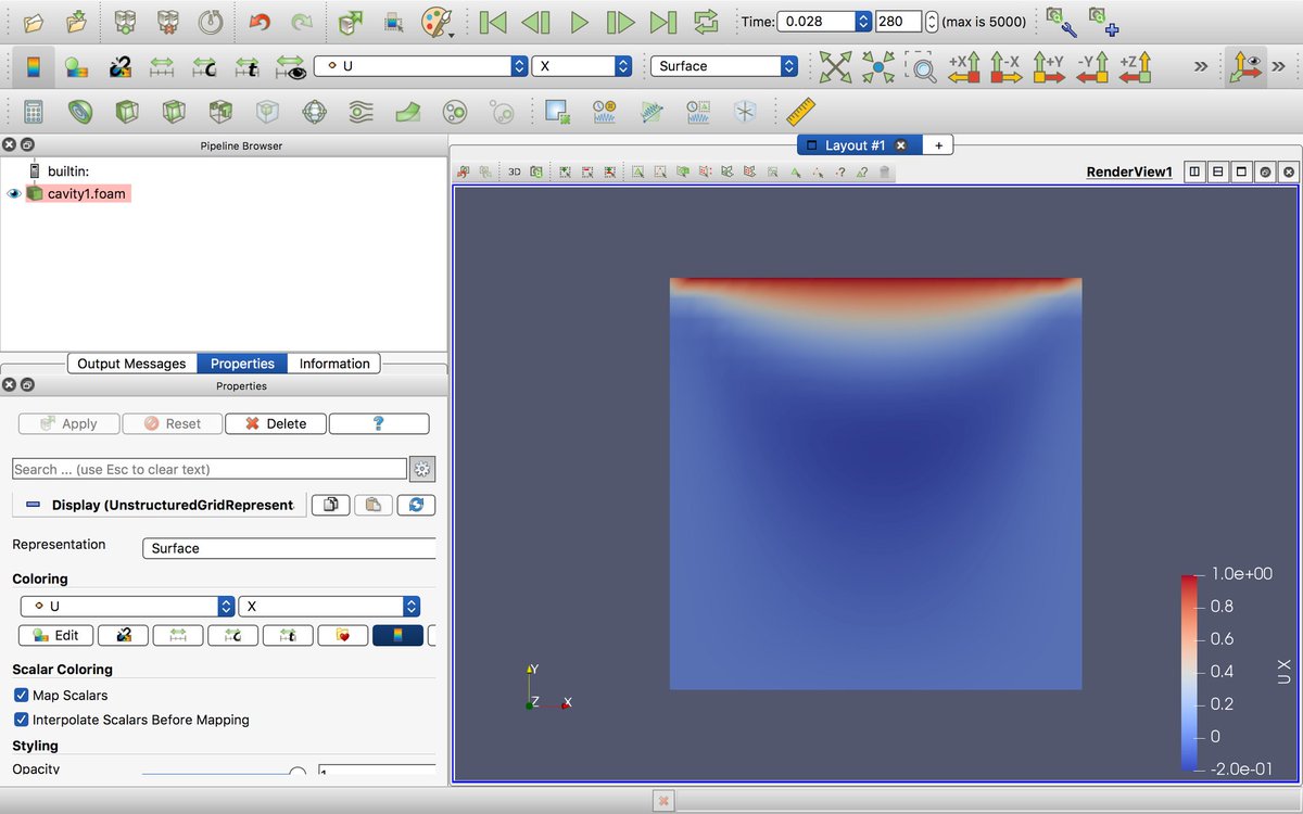 AeroCuriosity's tweet photo. #CFD Resolviendo el problema que resulta de someter a una velocidad uno de los lados de una cavidad fluída gracias a @openfoam, conociendo la matemática que hay detrás, no quiero imaginar tener que resolverlo sin ordenador...😥 https://t.co/BfNrKJSfSw