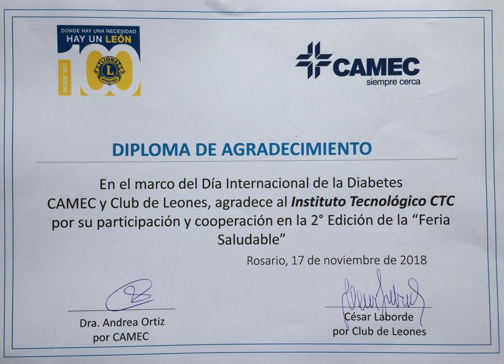 CTC_Rosario's tweet photo. En el marco del Día Internacional de la Diabetes, alumnos de la carrera Técnico en Gerencia participaron de la 2ª edición de la "Feria Saludable", organizada por CAMEC y Club de Leones de Rosario https://t.co/81BJXzfYGb
