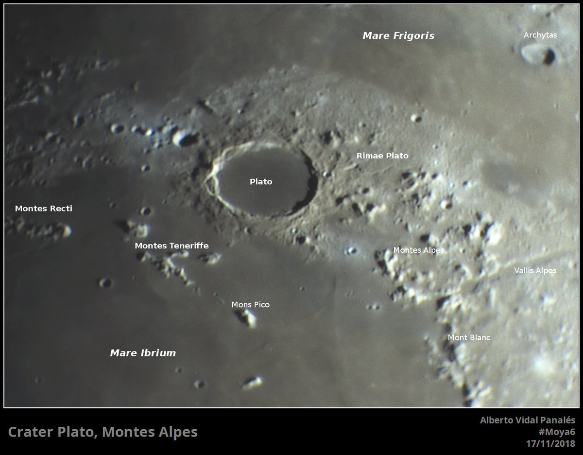 albertovidalp's tweet photo. #Crater #Platón, #Montes #Alpes, Montes #Teneriffe, #Mont #Blanc, #Rimae Platón, #Valle Alpes , #Mar de las Lluvias (Mare #Imbrium), Mar del Frío (Mare #Frigoris) #cielosEsa https://t.co/pSfdtCFTy8 https://t.co/nR2GcA82wP
