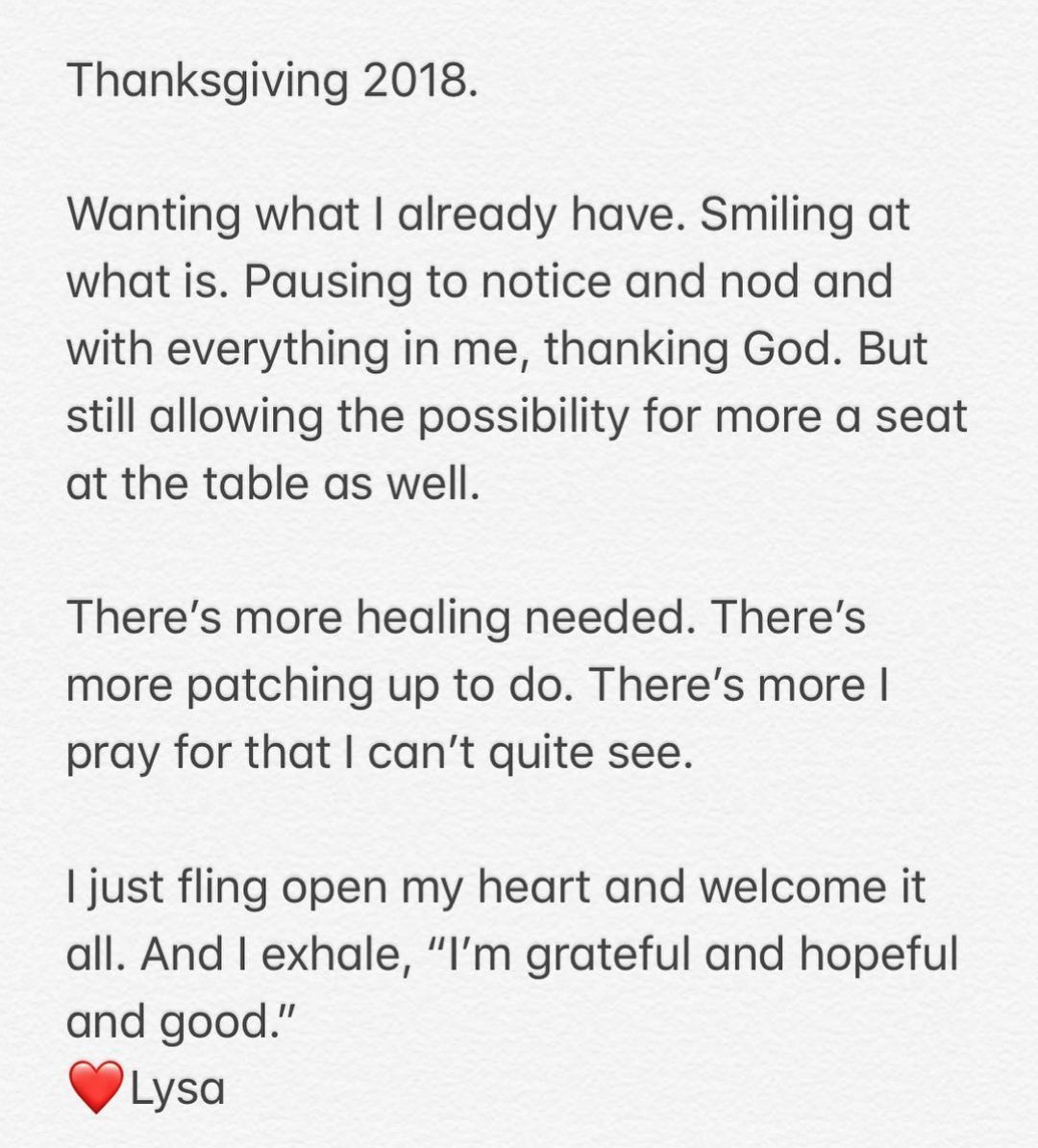 LysaTerKeurst's tweet photo. Thankful. Hopeful. Good. https://t.co/nNSpWchvBZ