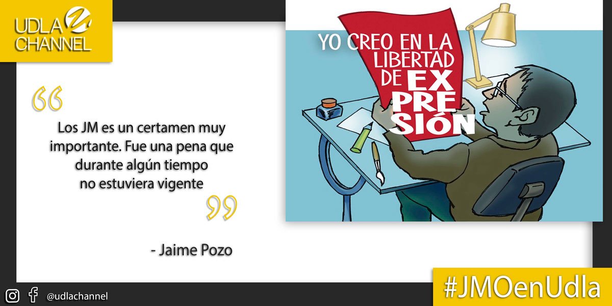 SagaGaleano's tweet photo. El caricaturista Jaime Pozo se especializa en hacer caricaturas editoriales, políticas y de personajes del Ecuador y del mundo. #JMOenUdla https://t.co/hygBxVlRjo