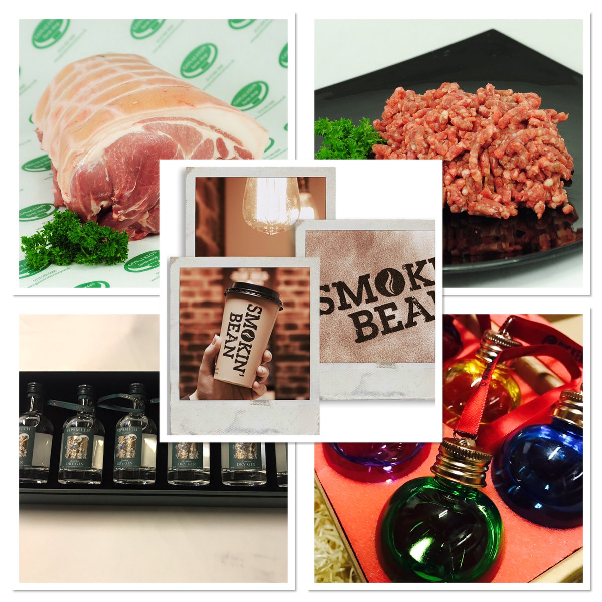 Black Friday!! 1/2 price Mince beef, £2.00/KG off boneless pork loin or pork leg, SAVE £2.00 on Gin baubles and Gin decorations and spend over £10 and get a free hot drink.