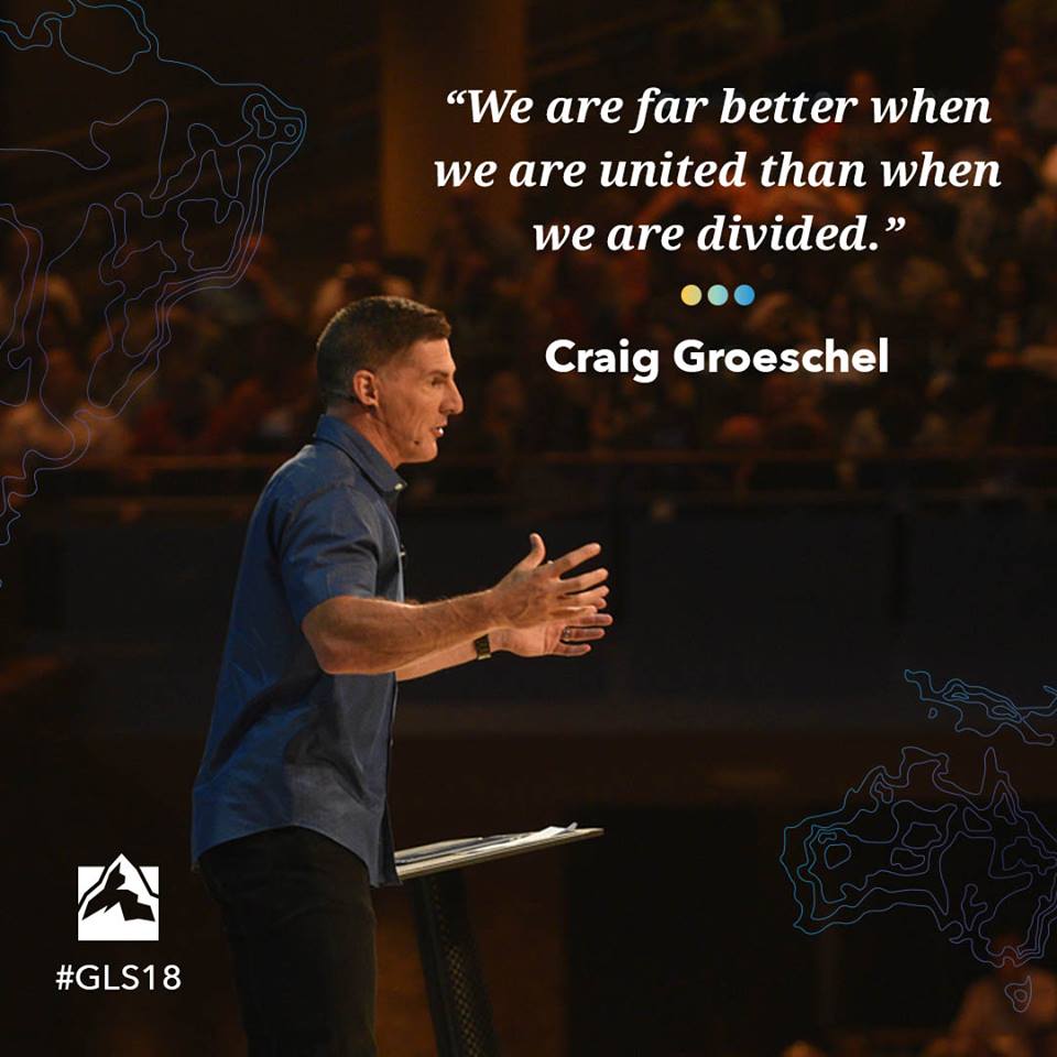 glnausnz's tweet photo. "We are far better when we are united than when we are divided." @craiggroeschel #GLS18 https://t.co/qoFe0wXpef