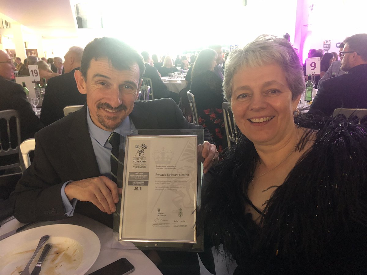 A pleasure to be here watching John <a href="/PervadeSoftware/">Pervade Software</a> receiving silver award for employee recognitionn Wales  #ArmedForcesinWalesAwards2018
