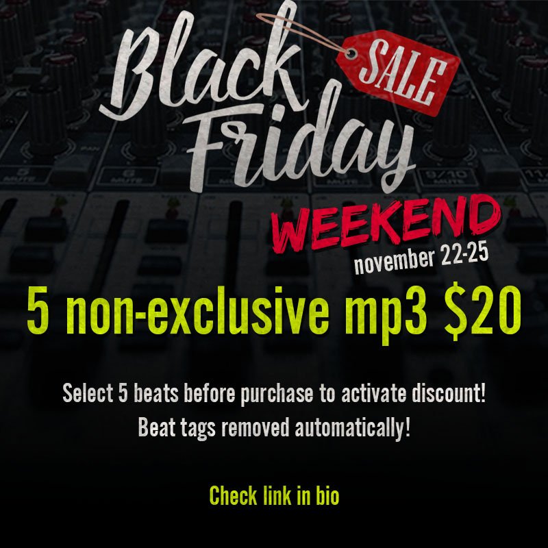 chorderline's tweet photo. BLACK FRIDAY WEEKEND SALE!
(November 22-25)
5 non-exclusive mp3 $20
Select 5 beats before purchase to activate discount!
Beat tags removed automatically!
CHECK LINK IN BIO >>> https://t.co/J2DnVTJABR
#soundcloudtrapper #upcomingrapper #trapartist #newmixtape #mymixtapez https://t.co/ULUjdSnjqO