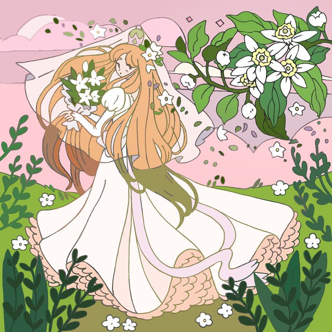 「hair flower wedding dress」 illustration images(Latest)｜11pages