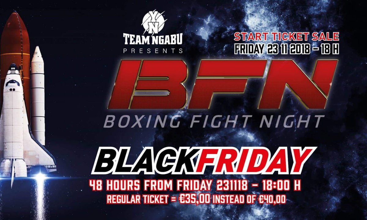 BFNpromotions's tweet photo. 🅱🅻🅰🅲🅺 🅵🆁🅸🅳🅰🆈 The #BoxingFightNight2 will be back on February 16th for another exciting event. Tickets will go on sale tomorrow friday as from 6pm (18:00). We’ve got a great card in the works! Stay tuned.
LINK HERE:
https://t.co/1sO9fk4c13

#BFN2 #Boks #Boxing https://t.co/HY9WKYNKed