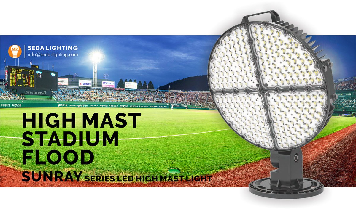 sedalighting's tweet photo. SUNRAY high mast lights can be extended to 1200W and fixture efficacy reaches to 120LPW, better brilliance, less energy consumption.
Contact @sedalighting or info@seda-lighting.com for details #sedalighting #sunray #ledfloodlight #ledstadiumlight #ledhighmastlight #LEDlight https://t.co/NZKYy7hBqf