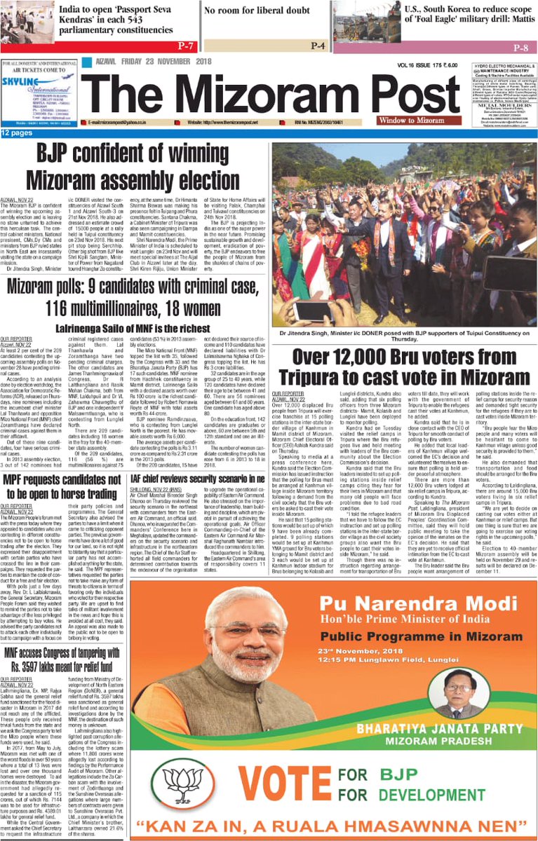 BJP is winning in #Mizoram 👇

Tuman BJP hi hlawhtlinna kan chan tur min dang thei tawh dawnlo

@narendramodi @BJP4Mizoram