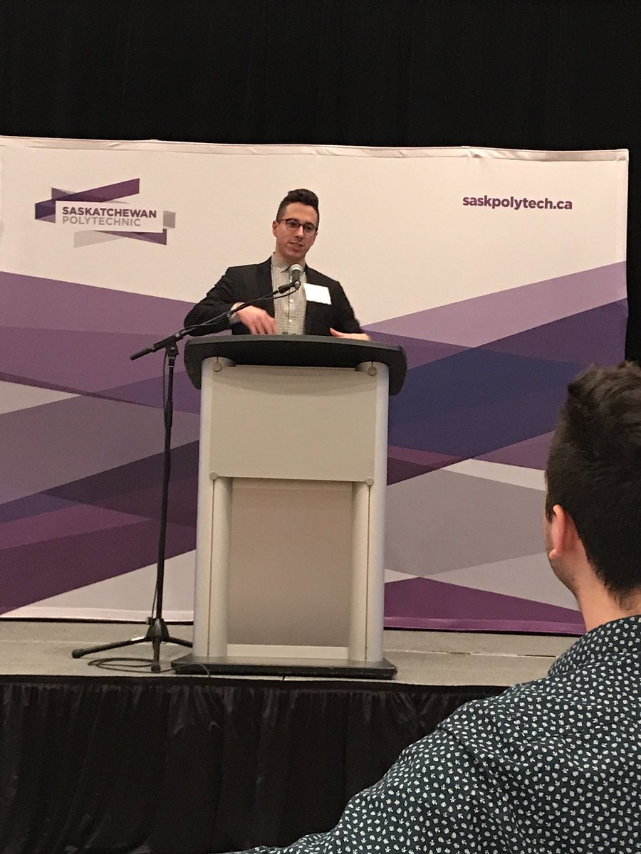 dwjwest's tweet photo. @SaskPolytech Alumnus and former @saskatchewanwanderer @HiltzAndrew knocks it out of the park with inspiring and entertaining keynote. #SaskPolytechDinners https://t.co/R1ZbQRNS70