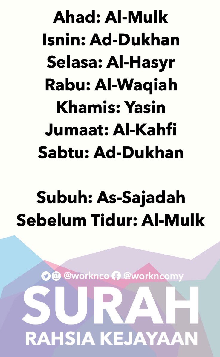Work Co Resumemurah On Twitter Surah Rahsia Kejayaan Boleh Amalkan Setiap Hari Https T Co Y8by1u92ag Twitter
