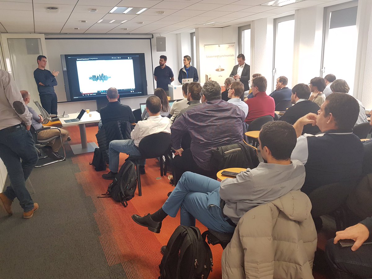 vThavo's tweet photo. Ce matin avec #Microsoft #lyon et @MUGLyon pour le #TDF TourDeFrance #Data et #AI, @artsheiko, @LeontievIhor et @vThavo avons expliqué les détails techniques Non confidentiels de la Keynote donnée par @julwhite durant #msexperiences18 https://t.co/GvZp1iw9m6