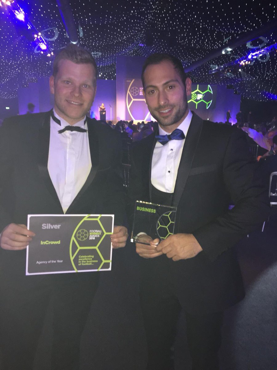 We won the silver award for Agency Of The Year at the @footiebizawards - a proud evening for <a href="/InCrowd_Sports/">InCrowd</a>!

Congrats to all this evenings winners 🍾