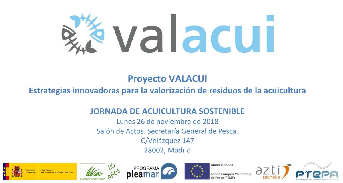 sostenibilidad's tweet photo. lunes 26, Madrid: última "Jornada de Acuicultura #Sostenible", presentaremos resultados del proyecto #VALACUI y "Guía de #Valorización de subproductos de la acuicultura". @aztitecnalia @PTEPA1 @FBiodiversidad APÚNTATE : https://t.co/EkdrdqZO8w
 #DiaDeLaAcuicultura https://t.co/EnXJdL1Ko5