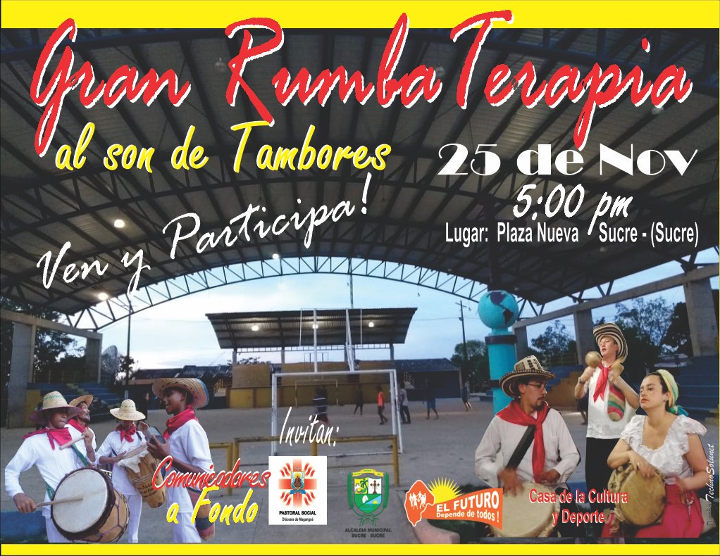 SucComunicadore's tweet photo. Los Comunicadores a Fondo tenemos el gusto de invitarlos a esta gran jornada de rumba terapia al son de tambores ! Te esperamos ven y participa No te quedes en casa! @psocialmag @FondoAdaptacion  #LaMojana https://t.co/LTfNWpqBkB