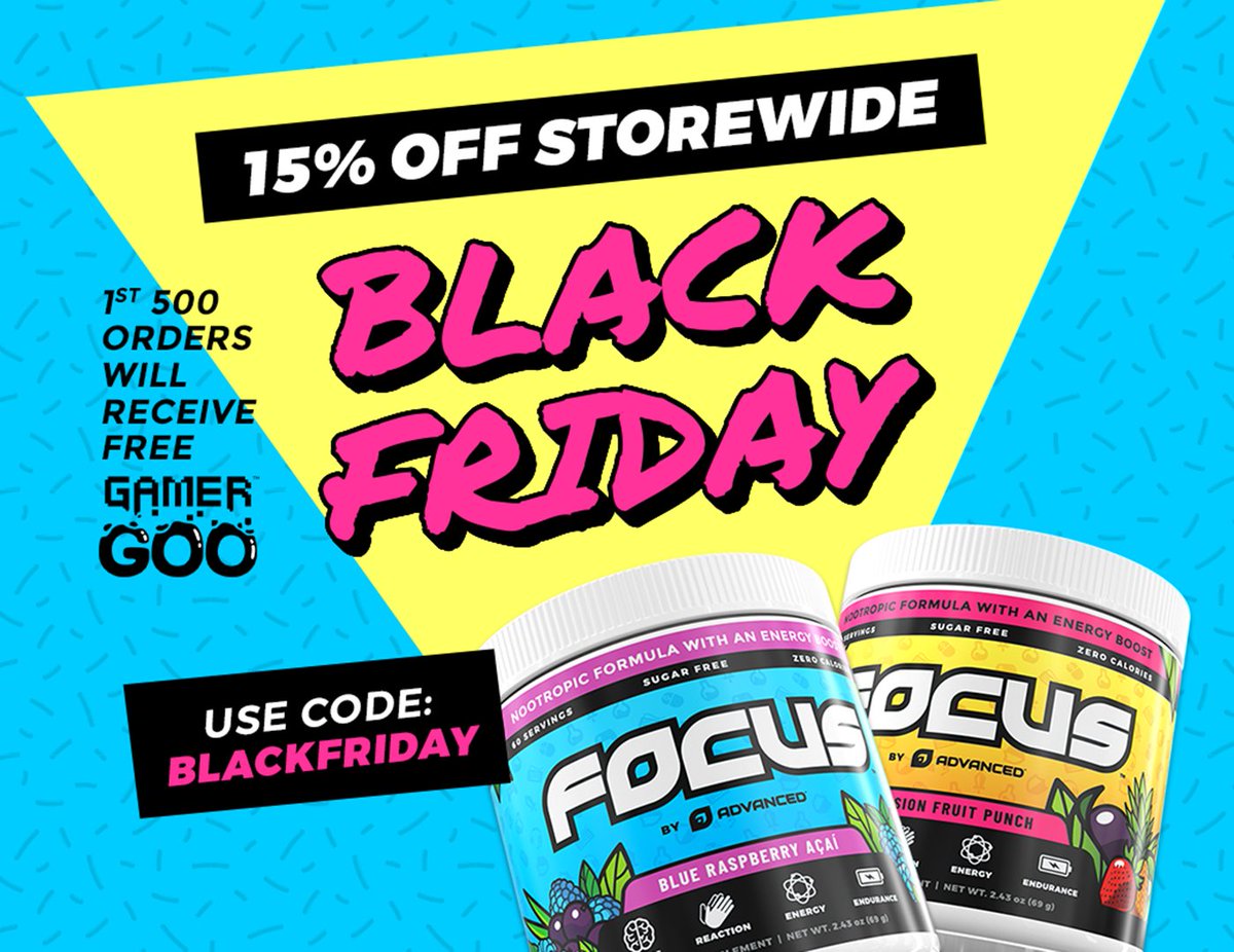 ADVANCEDgg's tweet image. #ADVANCED Pre-launch #BlackFriday Sale!

🎯FOCUS: The World's Most Advanced Nootropic Energy Formula 🧠⚡️ 

⭐️ 15% Off Entire Orders (Use Code: BLACKFRIDAY)
⭐️ FREE @GamerGoo for 1st 500 orders

*Offer ends at 12AM ET 11/24/18

SHOP NOW 🛍️🛒 👉 ADVANCED.GG