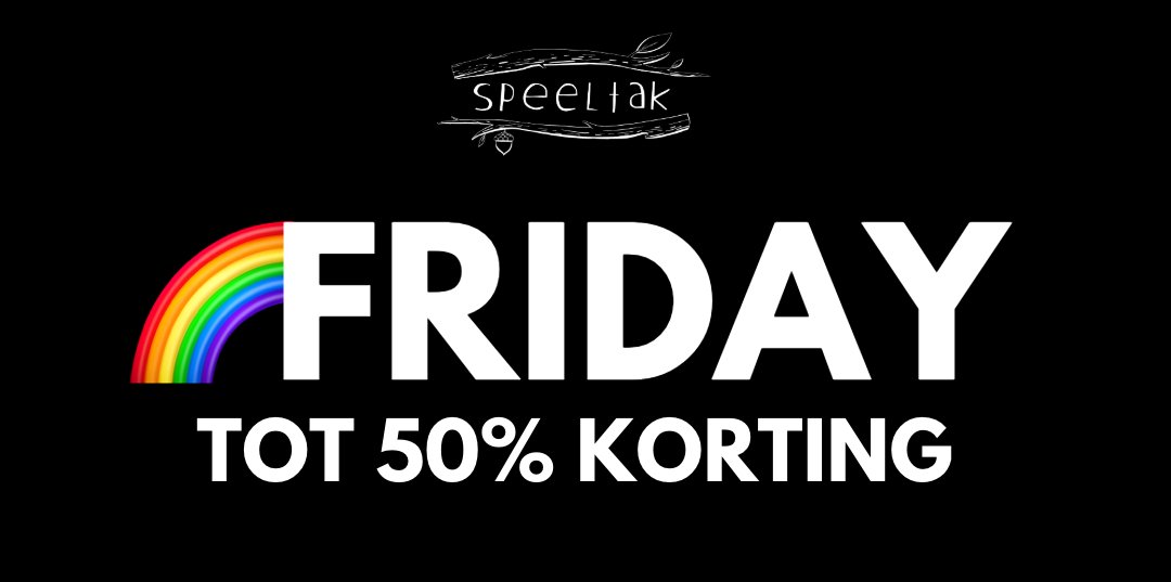Black friday heeft bij Speeltak alle kleuren van de regenboog.
Ontvang alleen vandaag en morgen tot wel 50% korting.
speeltak.nl/rainbowfriday/