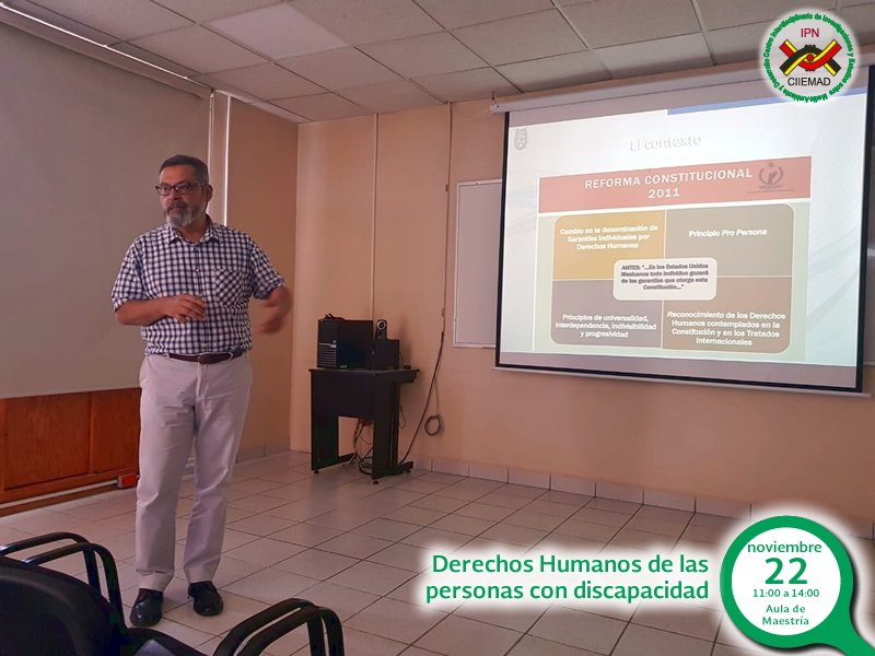 CIIEMADIPN's tweet photo. #FelizJueves con éxito, se llevó la plática "Derechos Humanos de las personas con discapacidad", impartida por el Lic. Luis Miguel Rivero López de la Defensoría de los Derechos Politécnicos. Agradecemos a los asistentes a este “Ciclo de pláticas” organizadas por el #COSECOVI 👍 https://t.co/YrErl0uxSV