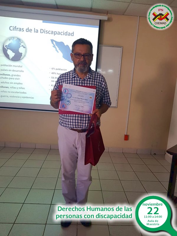 CIIEMADIPN's tweet photo. #FelizJueves con éxito, se llevó la plática "Derechos Humanos de las personas con discapacidad", impartida por el Lic. Luis Miguel Rivero López de la Defensoría de los Derechos Politécnicos. Agradecemos a los asistentes a este “Ciclo de pláticas” organizadas por el #COSECOVI 👍 https://t.co/YrErl0uxSV