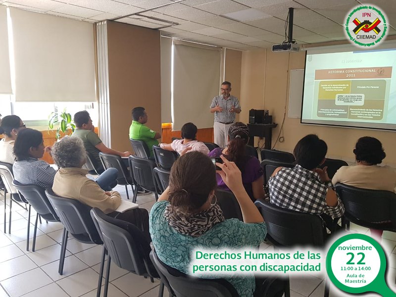 CIIEMADIPN's tweet photo. #FelizJueves con éxito, se llevó la plática "Derechos Humanos de las personas con discapacidad", impartida por el Lic. Luis Miguel Rivero López de la Defensoría de los Derechos Politécnicos. Agradecemos a los asistentes a este “Ciclo de pláticas” organizadas por el #COSECOVI 👍 https://t.co/YrErl0uxSV