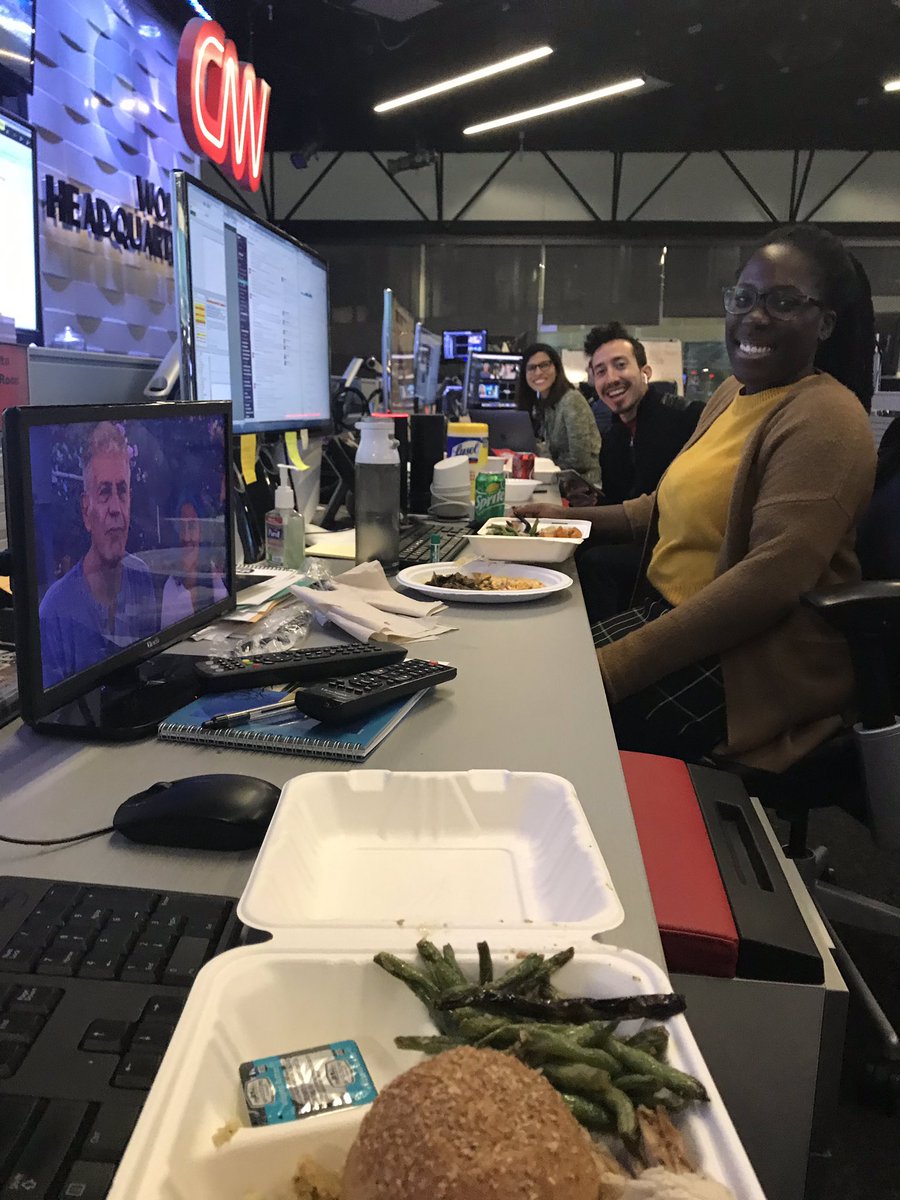 EricaAlyssa's tweet photo. Happy Thanksgiving from @CNN. 
Enjoying our turkey with a side of journalism. 🦃 https://t.co/UDO1mBUSWX