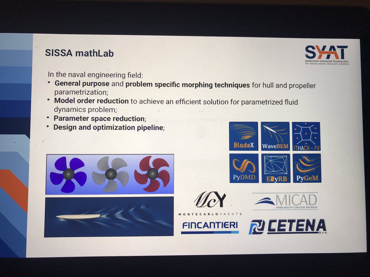 gianluigi_rozza's tweet photo. #SYAT: #ship and #yacht #advanced #technologies in #Grado #MAREFVG #pitch by Nicola Demo for @Sissaschool #MathLab: #prelica #sophya @units #fincantieri #mcy #micad @CetenaSpA @rozzagroup @ITHACA_ROM @AROMA_CFD #hpc #computing #cloud #sissa40 @proESOFTrieste #argos #pygem #pydmd https://t.co/grN9rX1jdO