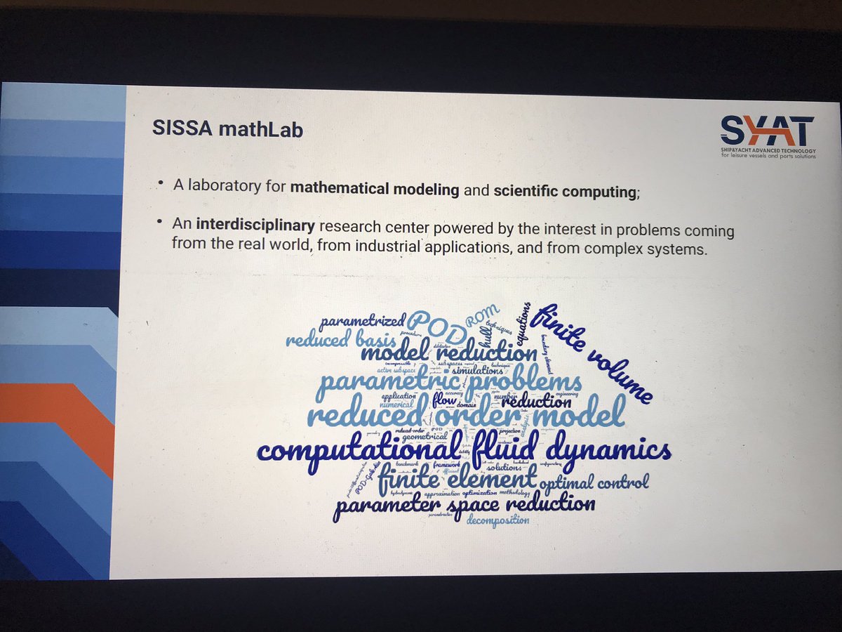 gianluigi_rozza's tweet photo. #SYAT: #ship and #yacht #advanced #technologies in #Grado #MAREFVG #pitch by Nicola Demo for @Sissaschool #MathLab: #prelica #sophya @units #fincantieri #mcy #micad @CetenaSpA @rozzagroup @ITHACA_ROM @AROMA_CFD #hpc #computing #cloud #sissa40 @proESOFTrieste #argos #pygem #pydmd https://t.co/grN9rX1jdO
