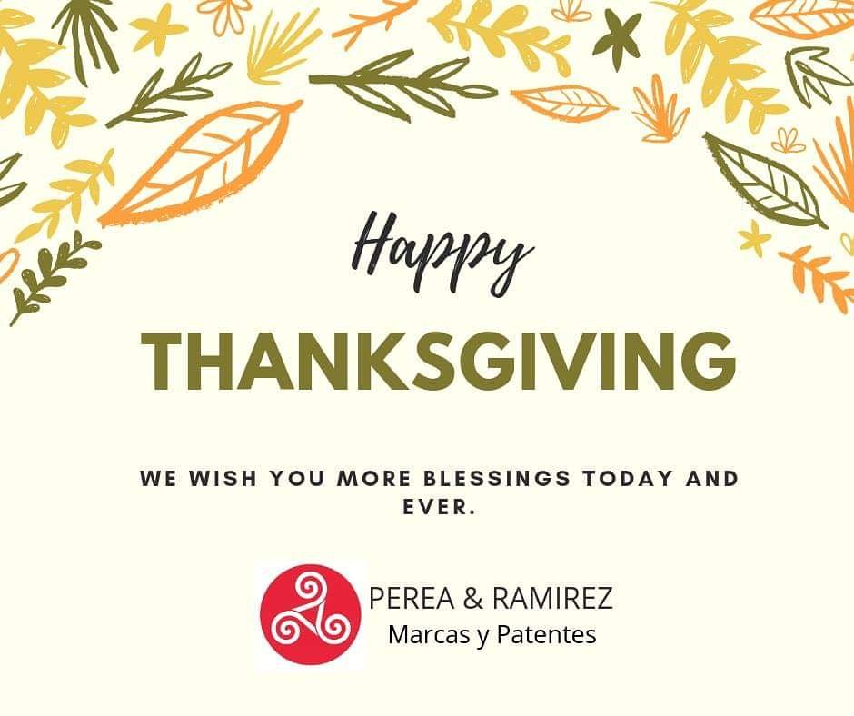PereaRamirezIP's tweet photo. 🍁To our clients and friends in North America, Happy Thanksgiving!!! 🍁
#Thanksgiving #HappyThanksgiving #Blessings https://t.co/ECxWvG2f4C