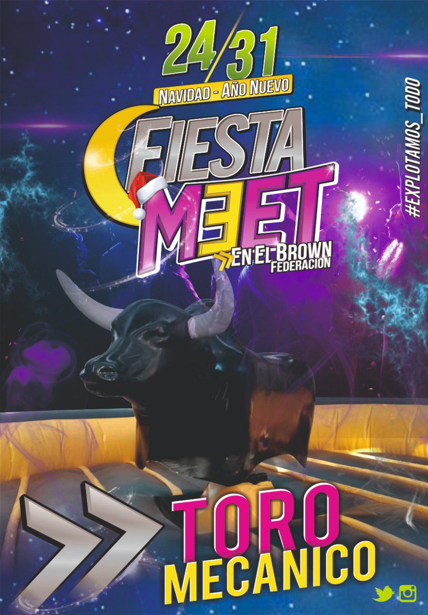 FiestaMeet2018's tweet photo. 💣BONUS TRACK🔥
💥ESTAS LISTO PARA LO NUEVO... SOLO ESPERA UN POCO MAS...🏁
🎉#24D🎄 &amp; #31D☄ EN EL BROWN🔥
👉LLEGA A #FIESTA_MEET🌙
🐂T O R I B I O🐂
➡️COMIENZA LA CUENTA REGRESIVA⏳ 
✅ESTAMOS TODOS M∃ET🎅👑
#EXPLOTAMOS_TODO 💣 https://t.co/7LGdeHB4Jp