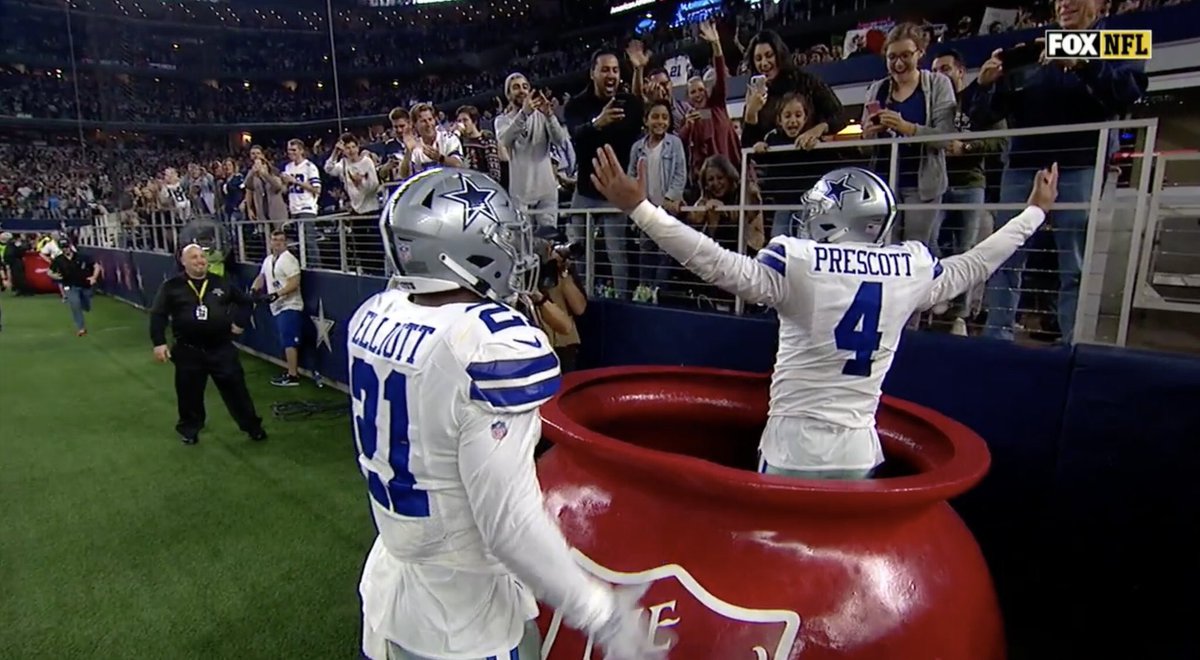 SalvationArmyUS's tweet photo. Now accepting quarterbacks and quarters in all red kettles to help the 24 million people we serve in the #FightForGood. It’s good to give @Dak! #WASvsDAL https://t.co/csFmtyqyaE
