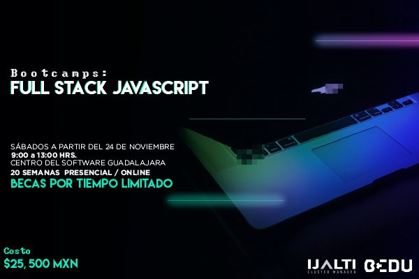 IJALTI's tweet image. @Bedu_Education llega a Guadalajara arrancando con su programa de #FullStackJAVASCRIPT 50% Presencial, 50% Platzi durante en 20 semanas.
Menciona IJALTI-BEDU2018 y gánate una de las BECAS. También ¡Contamos con meses sin interés!
Aparta tu lugar: ow.ly/5aDZ30myWhi