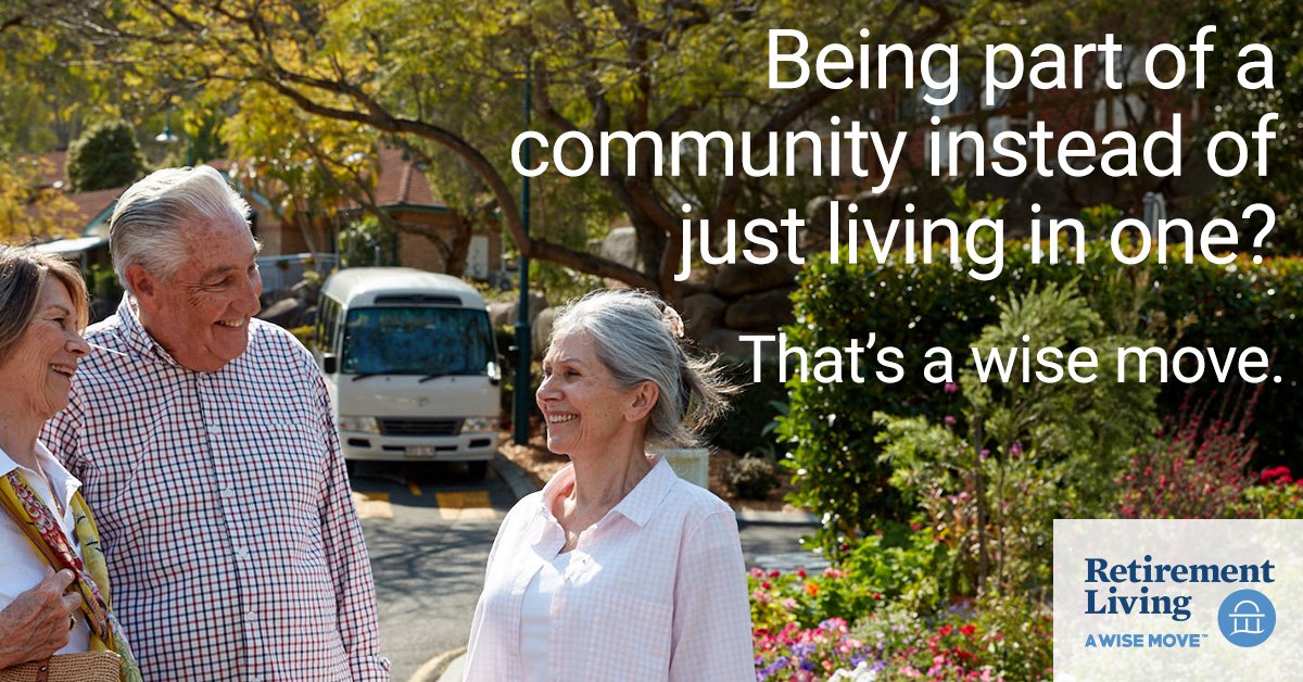 RetireAustralia's tweet photo. Being part of a friendly, connected community is just one of the reasons retirement living is a wise move. Find out more at https://t.co/wpuNVb1UGN https://t.co/feNSKqh6bF