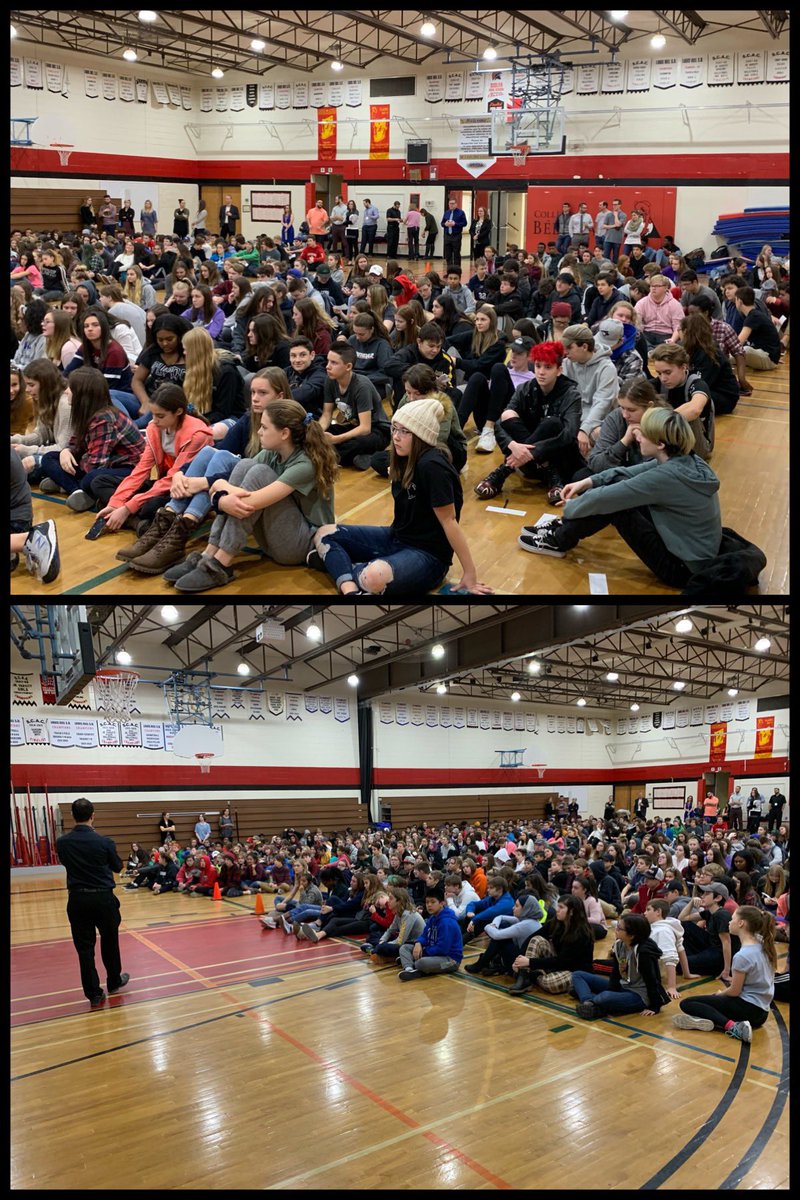 Collège Béliveau kicks off Financial Literacy day with an assembly in the gym. Students will learn about budgeting, saving, borrowing and investing. Workshops led by Caisse Groupe Financier and CDEM volunteers. #MLF2018 #cbengagement
