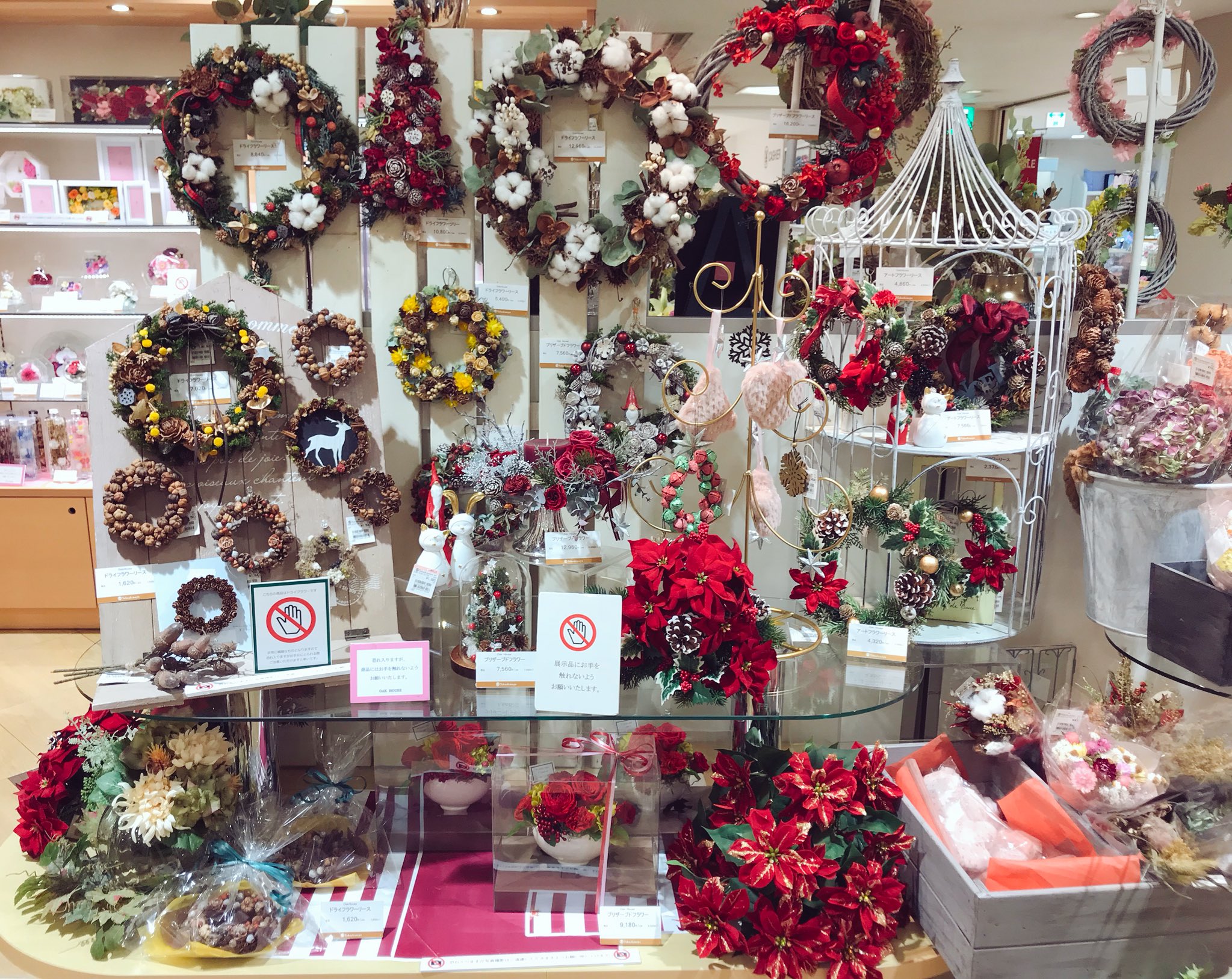 Oak House オークハウス 売り場はまだまだクリスマスモードです あなたにぴったりのクリスマス飾りが見つかりますように ドライフラワー プリザーブドフラワー アートフラワー クリスマス クリスマスリース インテリア 柏 柏高島屋 オーク