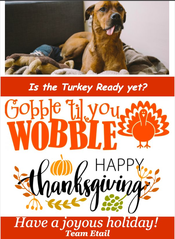Happy #Thanksgiving..
We wouldn’t be where we are today without you!  Thank you for being a part of our journey. Have a joyous #Holidayseason .
Team <a href="/Etail_Labs/">Etaillabs</a>