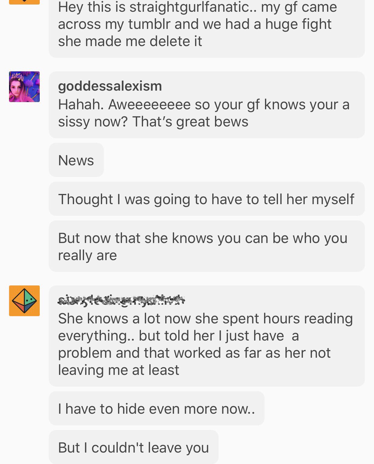 GODDESS ALEXIS on X: Exposed. Girlfriend finds his secret tumblr. #sissy  #exposure #kink t.coeJNEsnXRa8  X