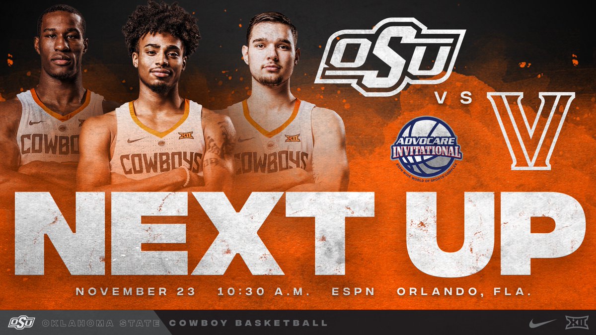 OSUMBB's tweet photo. Tomorrow morning the Cowboys will take on the defending national champs. #c2e #okstate

🌴 @NovaMBB
⏰ 10:30 a.m. CT
📺 @ESPN 
📻 @tunein https://t.co/Zv6G55vzJP