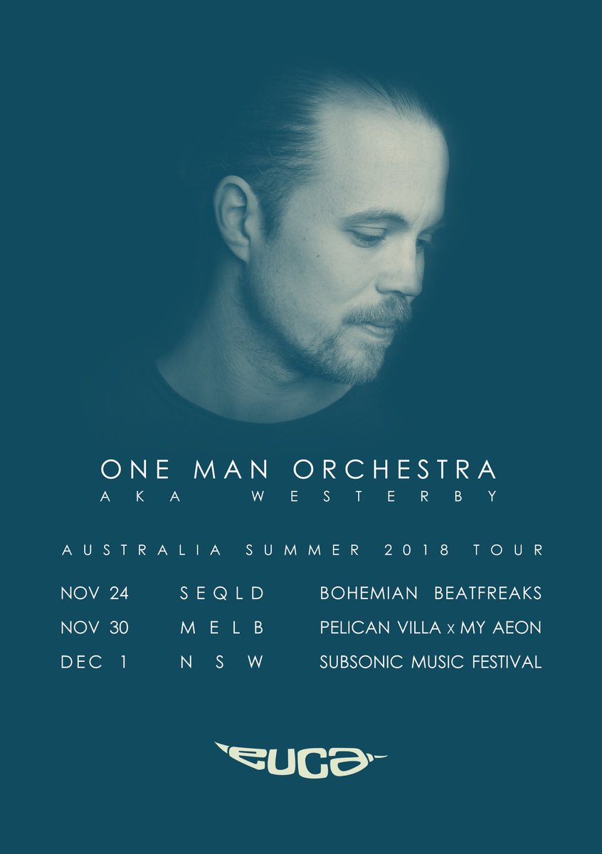 Tomorrow we kick off another of our international tours. One Man Orchestra aka Westerby is landing on the Southern Hemisphere pretty soon.
We guarantee huge waves of sound and intense melodic winds from South to East Australian Coasts along 2 weekends. #progressivetechno