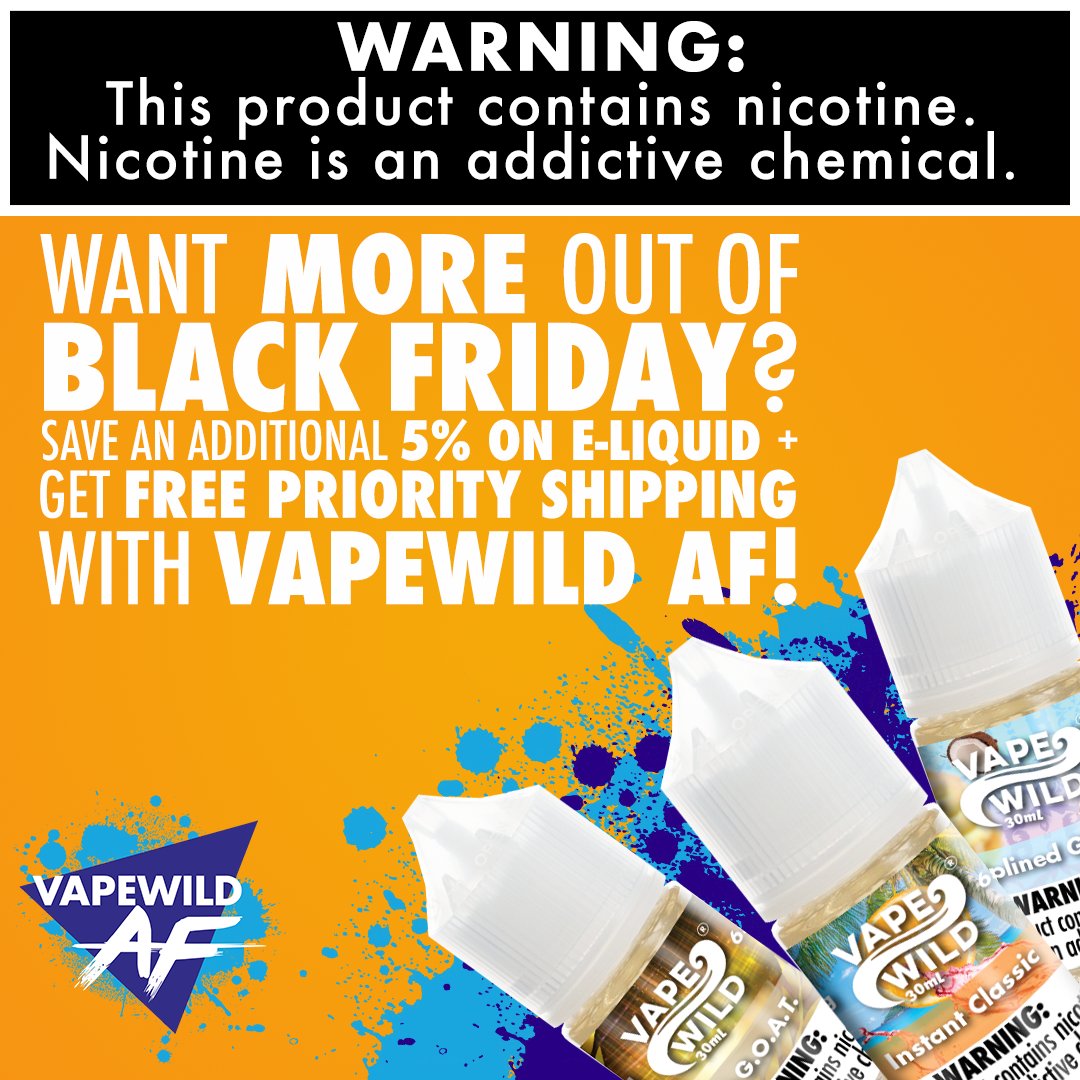 VapeWild's tweet photo. If you're not VapeWild AF, do you even vape? Unlock free shipping for a whole year PLUS an additional 5% discount on every order when you subscribe to #VWAF today! https://t.co/OYhskGba2W https://t.co/PZkaP9OFo6