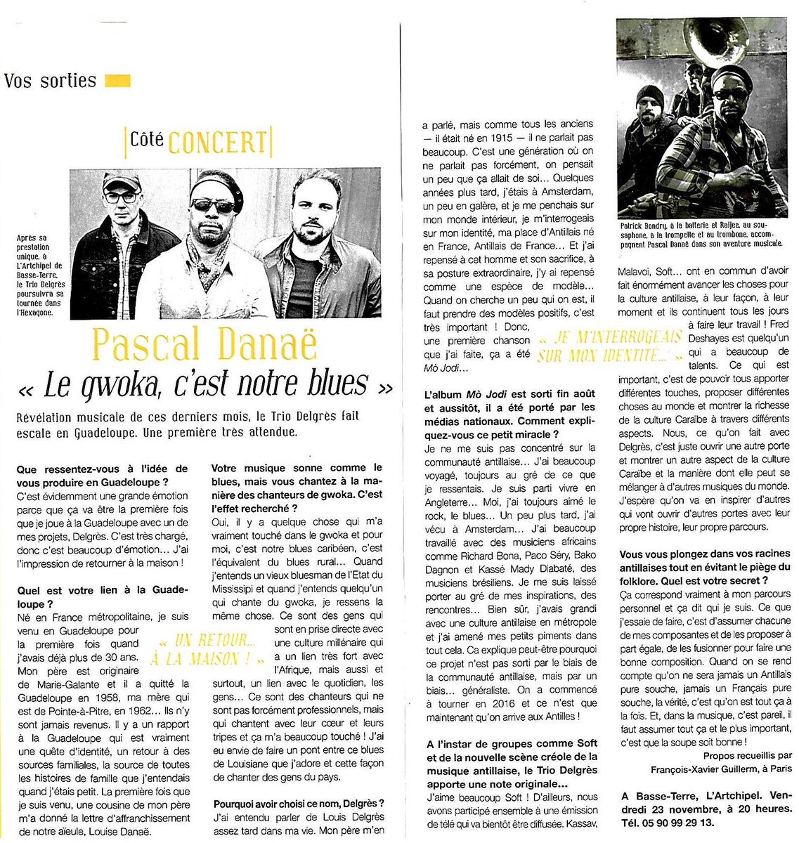 LArtchipel_SN's tweet photo. @DelgresBand en concert demain à #LArtchipel #SceneNationale de la #Guadeloupe 
#concertunique
Article sur #lemagGuadeloupe de cette semaine 
#FranceAntilles https://t.co/I3cHxIb3mv