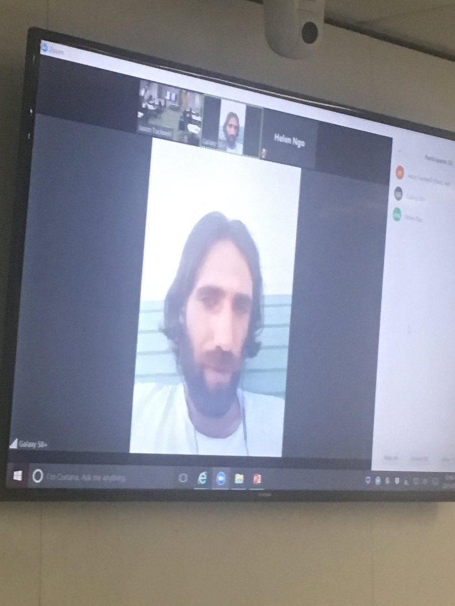 MiriamBankovsky's tweet photo. Immensely humbled to have ⁦@BehrouzBoochani⁩ with us virtually via Skype at the #ascp2018 conference. We can hear the sounds of his life being transmitted across the seas, and he is sharing a letter with us now. Thank you. https://t.co/h01D6LQlaY