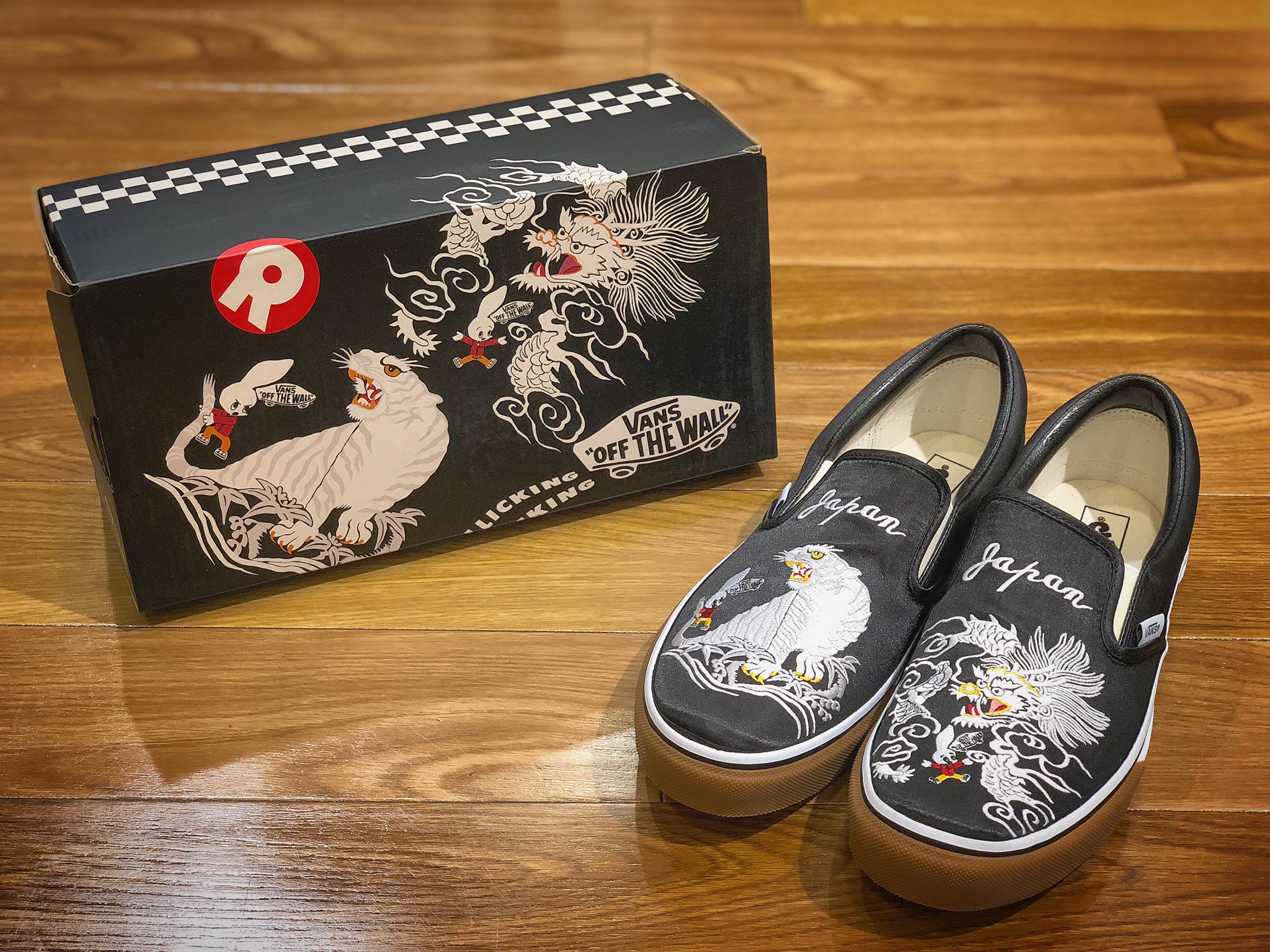 VANS ROLLICKING 白虎 虎 竜 白 VANS × ROLLICKING スリッポン WT TIGER & DRAGON 26 5