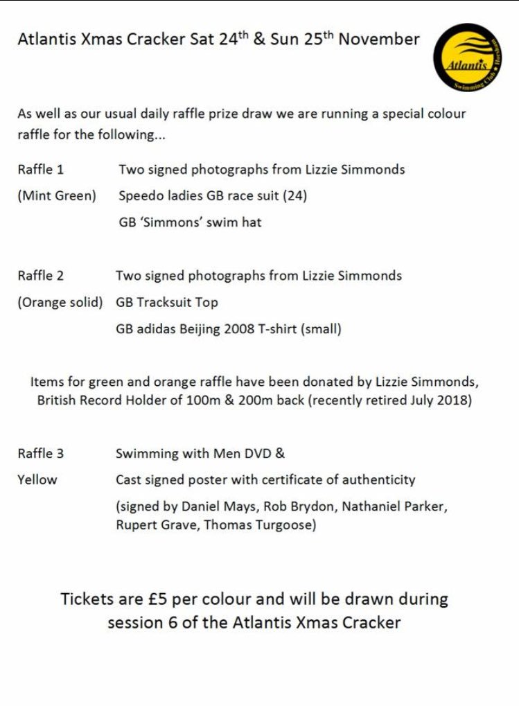 Atlantis Swim Club Please Don T Forget We Have Some Amazing Raffle Prizes For You At The Christmas Cracker Meet This Weekend Including Gb Kit Donated By Lizziesimmonds1 And A Swimming Atlantis Swim Club Please Don T Forget We Have Some Amazing Raffle Prizes For You At The Christmas Cracker Meet This Weekend Including Gb Kit Donated By Lizziesimmonds1 And A Swimming