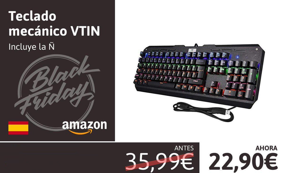 MicholloGaming's tweet photo. #buenosdias #felizfinde #BlackFriday

Seguimos con las #ofertas del día con otro producto #gaming

‼️ #Teclado #mecánico #VTIN con Ñ 22,9€ ‼️

El más vendido de #Amazon. Tiene 104 teclas, retroiluminación RGB, letra Ñ y Anti-Ghosting

80% reservado!

https://t.co/MJCWBHCELS https://t.co/jndKQqYQlI